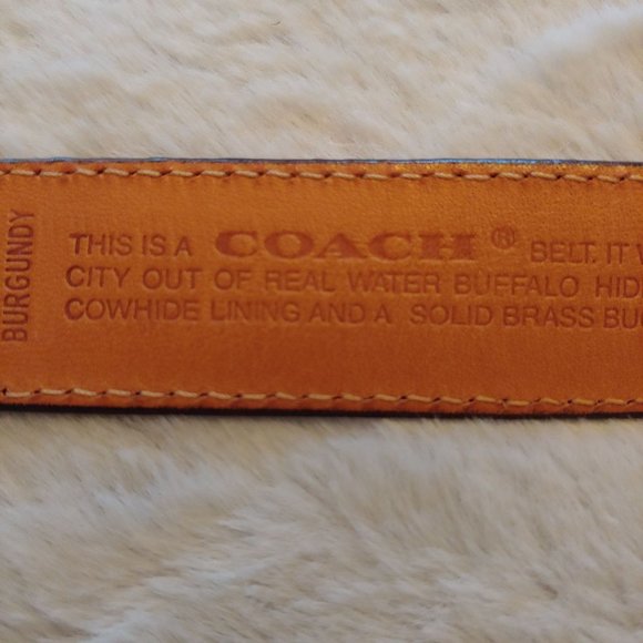 Coach leather belt with brass buckle size 34 burgandy - Picture 3 of 15